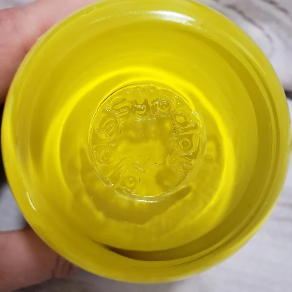 🌞SOLD🌞 Glassybaby Yellow Hand Blown Glass Candle Votive Pre Triskelion #2 - Picture 7 of 13